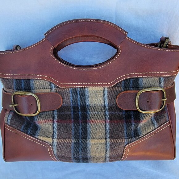 UGG unique vintage Y2K  plaid and leather satchel handbag - Picture 7 of 13